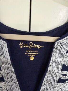 Lilly Pulitzer Navy V-Neck Cardigan with White Trim Detail